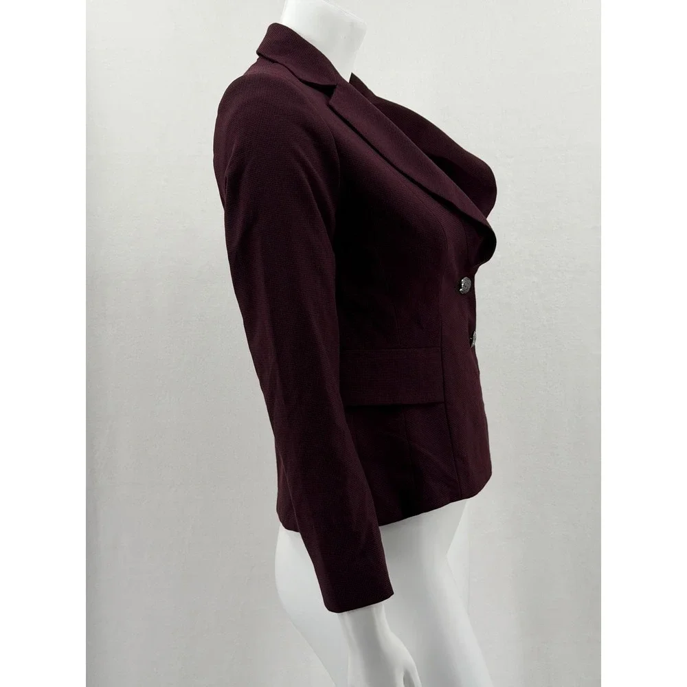 White House Black Market Blazer Womens 2P Burgundy Stretch Office Career Work